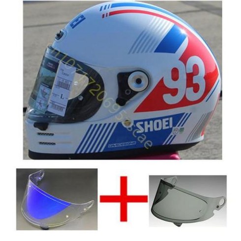 SHOEI GLAMSTER ABS 빈티지 풀페이스 헬멧 일본 하이 퀄리티 할리 오토바이 크루즈 보호, 90) Helmet combination V - L