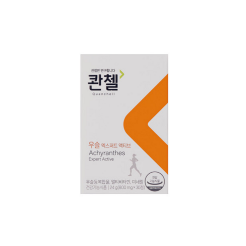 관절엔 콴첼 850mg x 30정 우슬복합물 콴첼 우슬 엑스퍼트 액티브 비타민D K 아연 망간 5중기능성 1일섭취량 100% 무릎 관절 연골 영양제 식약처 개별인정 획득 우슬 우술, 1개