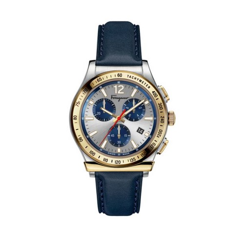 페라가모 1898 크로노그래프 네이비 레더 남성시계 SFHW00220