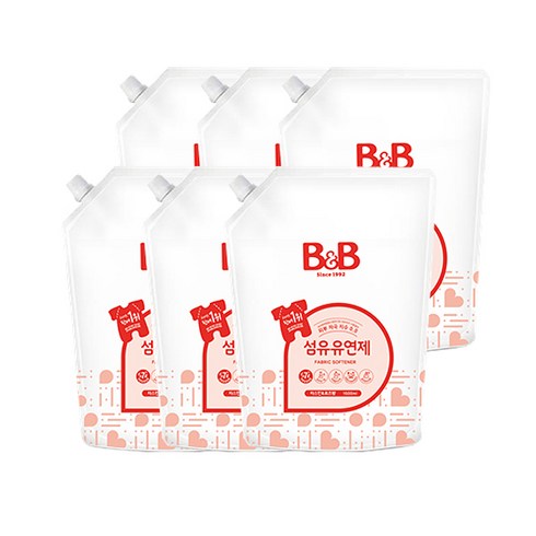 비앤비 섬유유연제 자스민향 리필형 1800ml, 6개