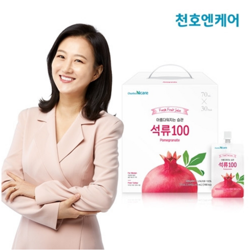 석류즙70ml30개입 - 천호엔케어 아름다워지는습관 석류100 70ml x 30포x2박스 여성갱년기석류 스틱 석류효능 석류주스 석류착즙, 60개