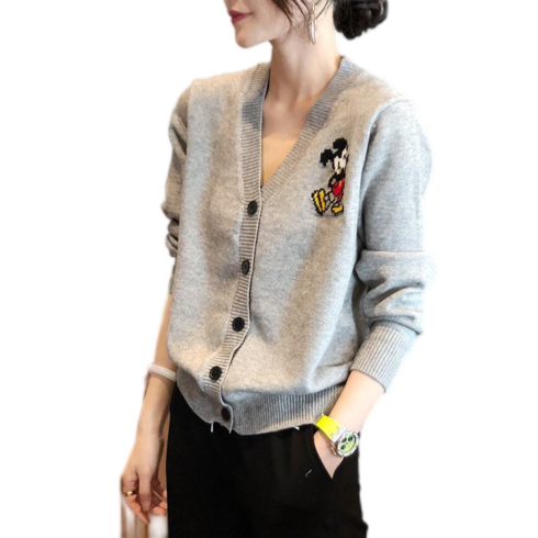 봄가을 여성 니트 미키 스웨터 오버핏 니트 카디건 코트