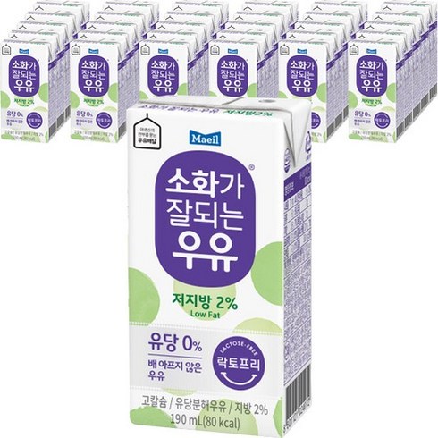 매일유업 소화가 잘되는 우유 저지방, 190ml, 72개