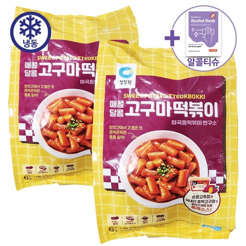 빨강고구마떡볶이 - 코스트코 청정원 매콤달콤 고구마떡볶이 + 더메이런알콜티슈, 6개, 710g