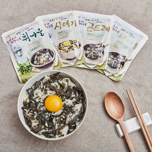 산채만 - 정선 윤영근의 착한나물 80g 4종 * 2팩씩 (총 8팩), 8개