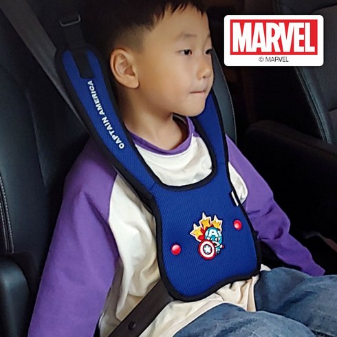 어린이안전벨트 - 마블 어린이 어깨끈 벨트 위치조절 패드, 캡틴아메리카, 1개