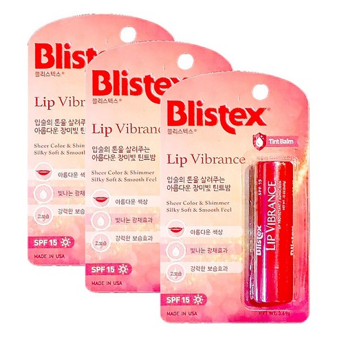 블리스텍스 립 바이브런스 립밤 3.69g, 로즈레드, 3개