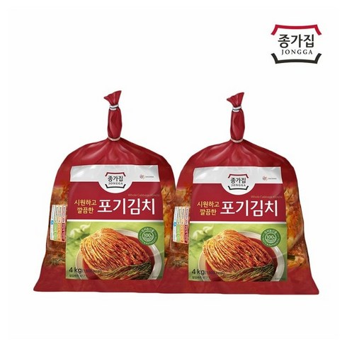 종가집 포기김치 8kg(4kg+4kg), 4kg, 2개