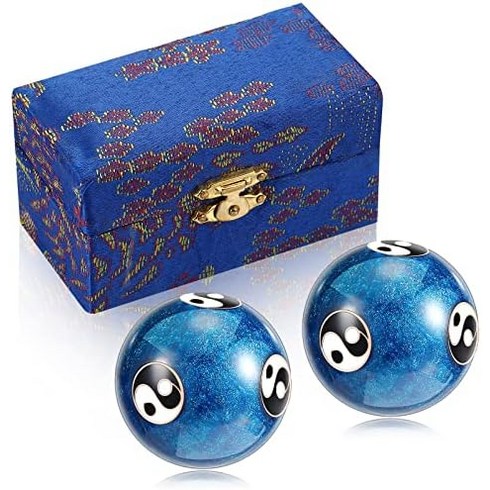 Hiboom 2 Pcs Baoding Balls Chinese Health Massage Exercise Stress Balls for Adults with Gift Box, Green