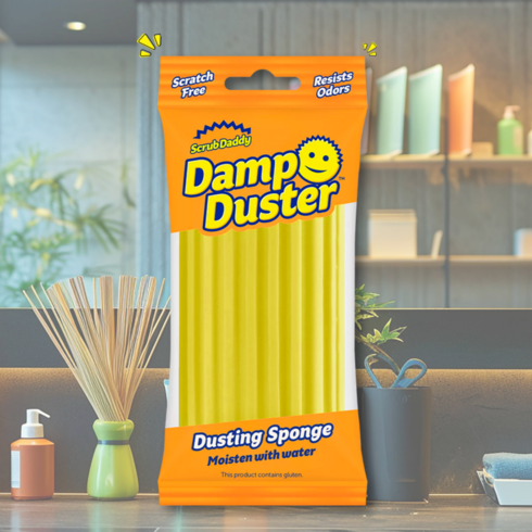 댐프더스터 - [100%정품] 스크럽대디 먼지 더스트 청소 스펀지 국내배송 정품 Scrub Daddy Damp Duster 노랑색, 1개