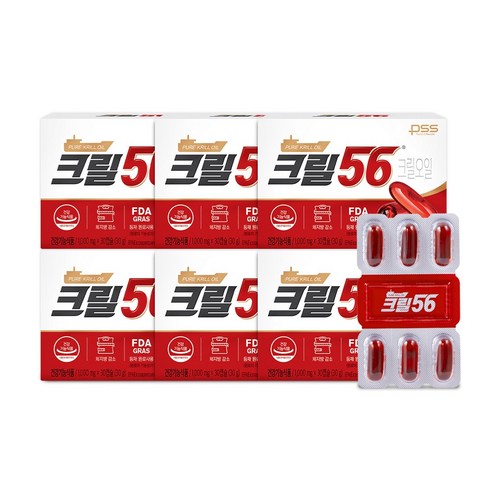 [6개월분]크릴56 크릴오일 6박스(1000mg*30캡슐(30g)*6box), 30정, 6개