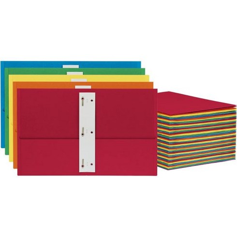 메가박스 - Oxford 2 포켓 폴더프롱 포함 125개의 메가 박스 질감이 있는 종이 폴더 파란색 글자 크기 학교 및 교사 용품 필수품 목록57719, Assorted