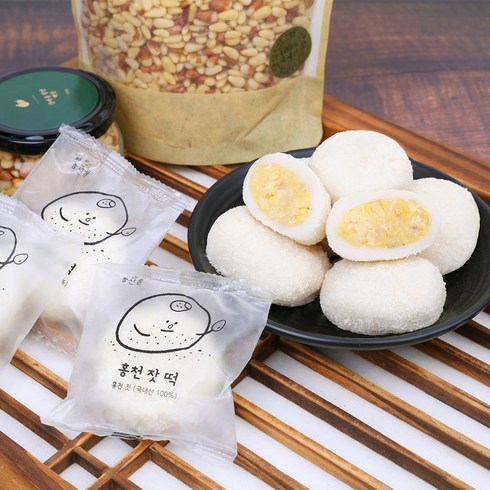 강원도 홍천 잣 떡 잣 찹쌀떡 누룽지찹쌀떡 개별포장 식사대용, 32봉, 60g