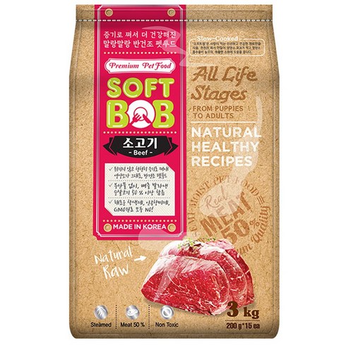 소프트밥 전연령 증기로 찐 사료, 소, 3kg, 1개