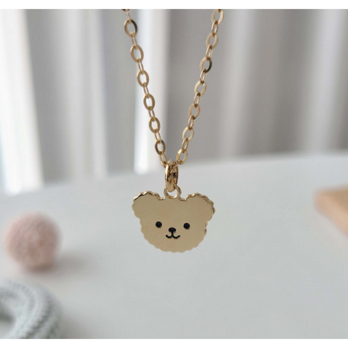 14K 18K 미아방지목걸이 곰돌이 여자 남자 조카 돌 선물 유아 목걸이, 14k옐로우골드