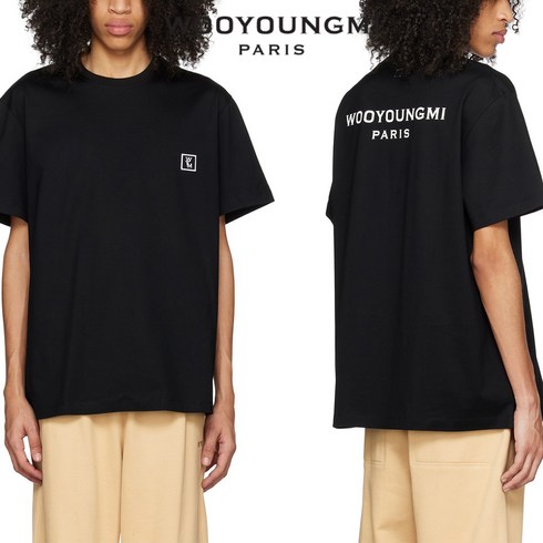 우영미 WOOYOUNGMI 백로고 티셔츠 블랙 - WOOYOUNGMI BLACK LENTICULAR T-SHIRT