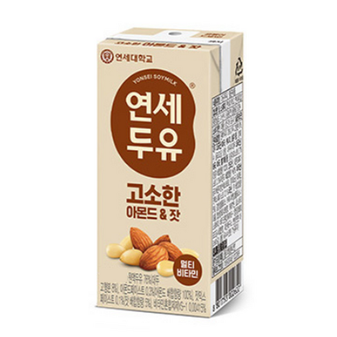 연세두유 고소한 아몬드 잣 두유 200ml X 48개 임산부 쾌변