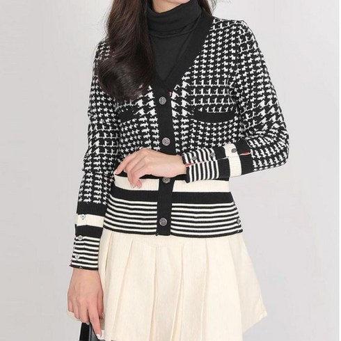 2023년 가성비 최고 골프가디건 - 투엘라웨어 카밀 여성 니트 체크 골프 가디건(DM33LT008W)