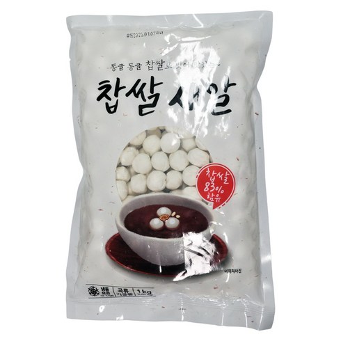 옹심이 - (주)푸드마을 찹쌀새알 1000g 국산 찹쌀 새알심 옹심이, 1kg, 18개