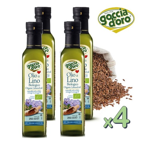 아마씨유 - 고챠도로 유기농 냉압착 아마씨유 250ml 식용 아마씨 오일 효능 오메가 3 6 9 1병~3병구성, 4개