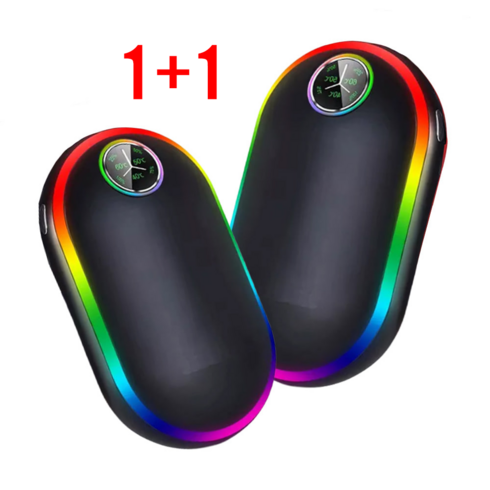 2023년 가성비 최고 충전식둥그런손난로 - 밉상들 전기 핫팩 전자 미니 휴대용 충전식 손난로 핸드워머 보조배터리 LED 레인보우 1+1