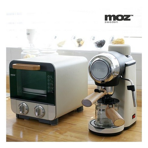 [모즈 스웨덴] [아이보리/그린]모즈스웨덴 커피머신(DR-800C)+미니오븐(DR-1000, 색상:그린, 상세 설명 참조