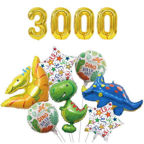 파파 파티 대형 90cm 공룡 풍선 생일 세트, 1세트, 공룡 3000