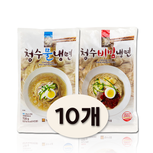 청수 프리미엄 물냉면 720g x 5개 (20인분) / 비빔냉면720gx5개(20인분)육수 비빔장포함10개(1BOX)