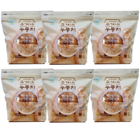 구가네식품 황금햅쌀 가마솥맛 누룽지, 600g, 6개