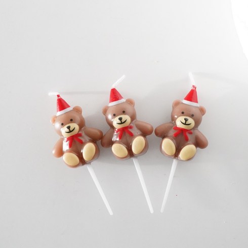 2023년 가성비 최고 산타초 - 쁘아 크리스마스 곰돌이 케이크 초 3개입, 1개, 21g