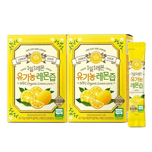 WHOLE BERRY 일 1레몬 유기농 레몬즙 2박스(20g*14포*2박스/총 28포), 2개