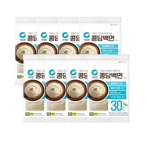 콩담백면사리 - 청정원 콩담백면 사리 8팩 두부면 - 다이어트 두부 국수 콩면, 1세트, 1.2kg