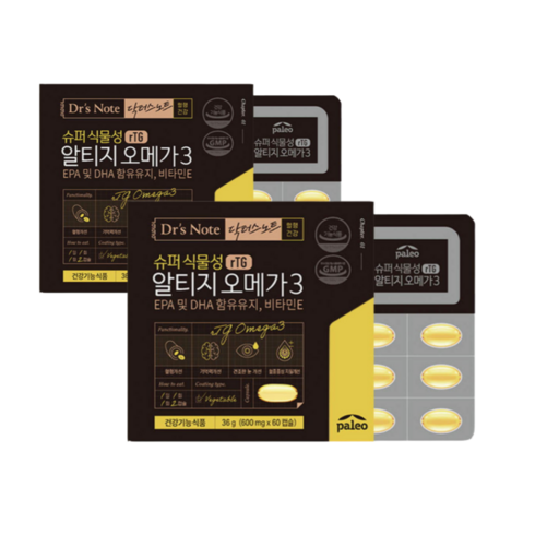 팔레오 팔레오 닥터스노트 슈퍼 식물성 알티지 오메가3 (600mg x 60캡슐) 2박스, 2개, 단일옵션, 60개