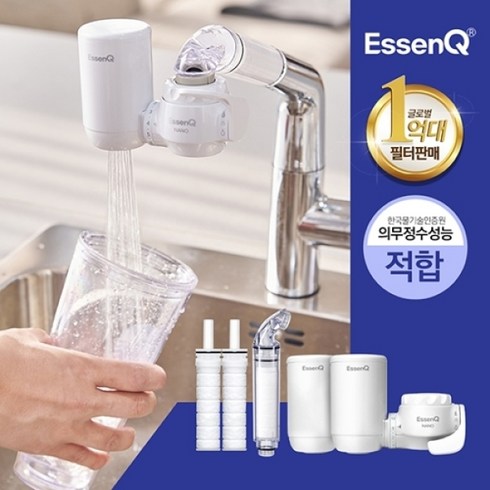 에센큐 [에센큐]싱크수전에 바로연결 정수기 나노 핸디형 실속세트_본체1+필터2+커넥터1+세디필터3