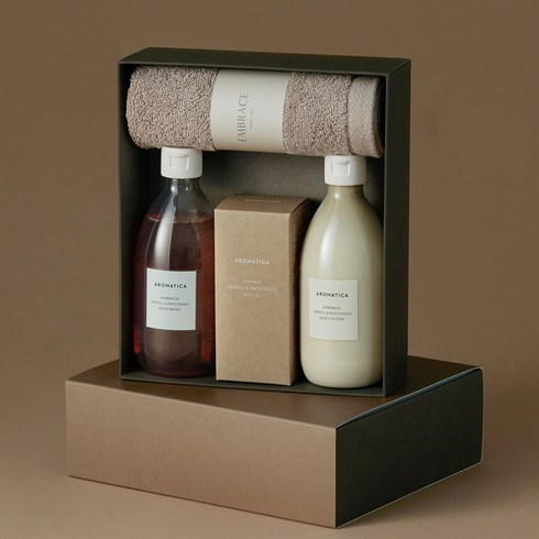 아로마티카 임브레이스 바디 3종 세트 (워시300ml+로션300ml+오일100ml+타올), 익일