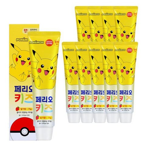 페리오 키즈 치약 포켓몬 피카츄 딸기 75g x 10개