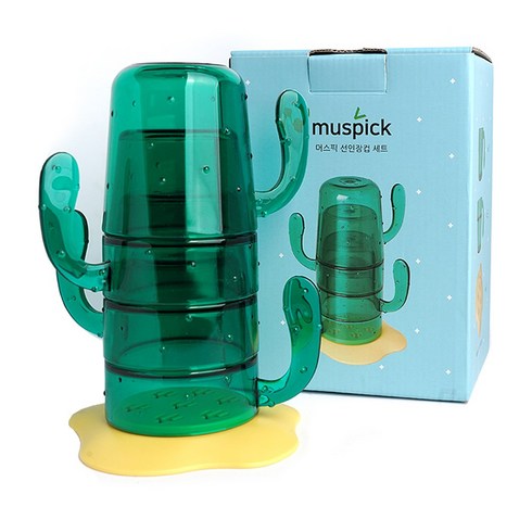 이십이도 아동용 머스픽 선인장컵 4 in 1 세트, 혼합색상, 1세트