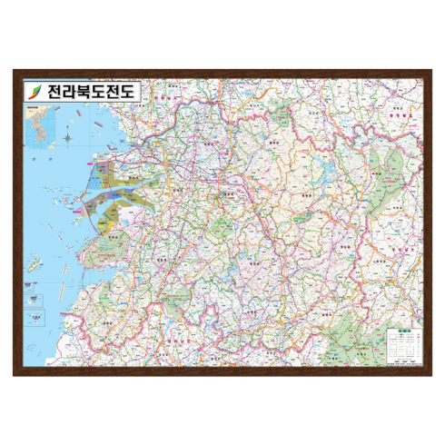 지도닷컴 전라북도전도 소size 액자형 110cmx78cm 전라북도지도