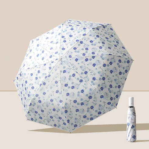 폴뮤지엄 양우산 2종 SET - 플로어스 캄파눌라&백차꽃 UV 자외선차단 3단 암막 양산 겸용 우산