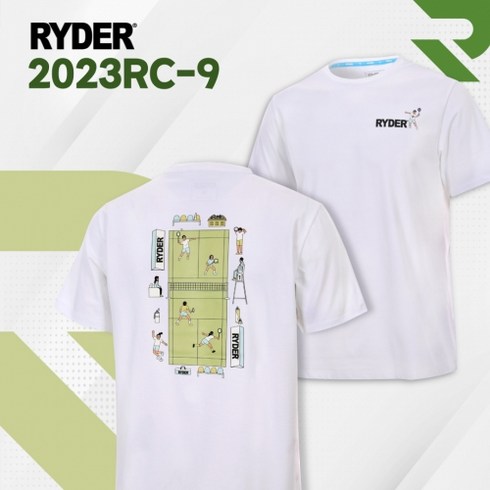 라이더반팔 - 라이더 RYDER 2023RC-9 화이트 남여공용 라운드 반팔티셔츠 배드민턴복 탁구 스쿼시 스포츠용품