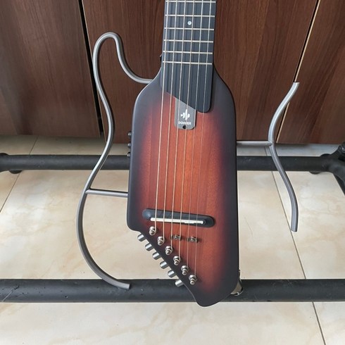 DONNER 도너 사일런트 사일런스 기타 어쿠스틱 버스킹 여행 휴대용 클래식 HUSH 1, 마호가니 - 선셋 컬러