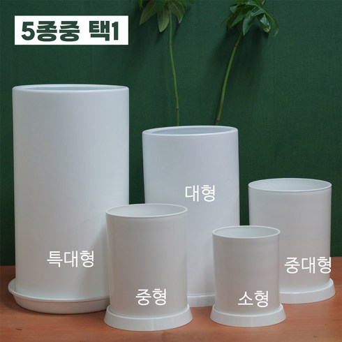 특대형화분 - 분갈이 인테리어에 좋은 소형 중형 대형 플라스틱 원형 화분 5종 중 택1, 1개