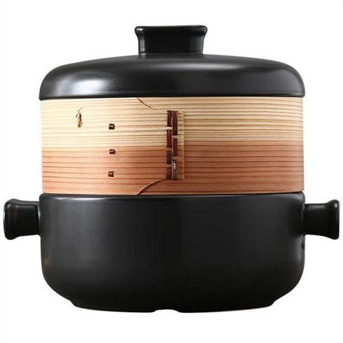 스팀기 만두 찜통 대형 만능 찜기 일본식 세라믹 증기선 스튜 냄비 이중층 가정용 가스 화염 특수 고온 요리 캐서롤, [01] 오프화이트 4L+ 모아서 구매하면 스티머천 얻