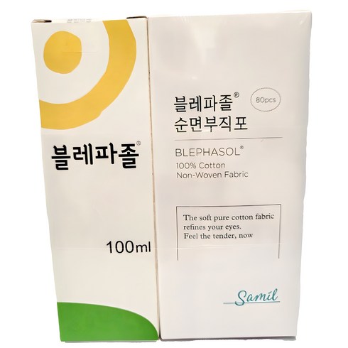 눈꺼풀세정제 - 삼일제약 블레파졸 100ml + 순면부직포 80포, 무색무향, 1개