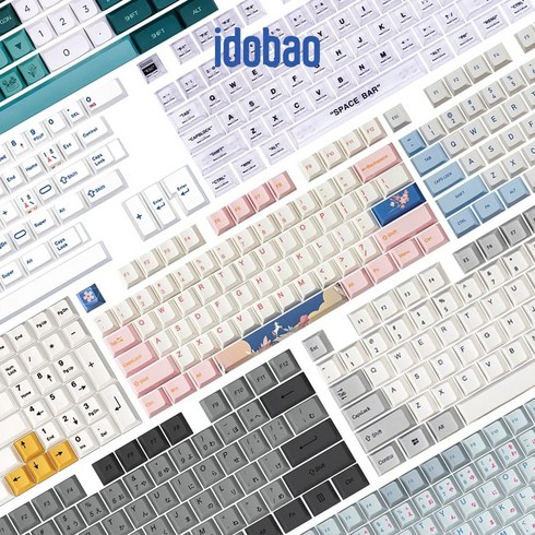 Idobao 체리 프로파일 키캡 PBT ABS 기계식 키보드 키캡 9009 레트로 한국 일본 키캡 더블샷 투명 캡, 없음, 없음, 1.A-Grey-104keys