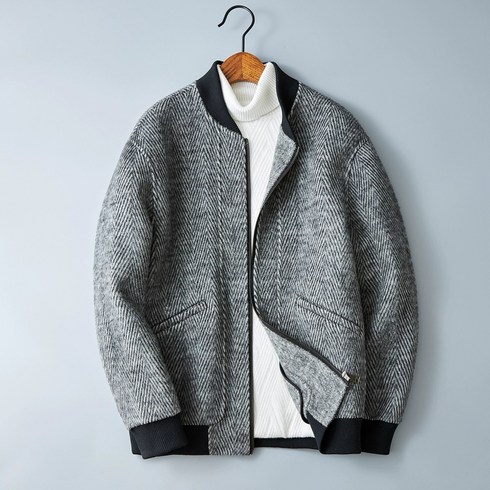 하이퀄리티 헤링본 캐주얼 재킷 모직 양면 한국판 숏 차이나