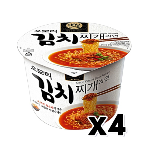 GS 유어스 오모리 김치찌개 컵라면 150g 4개