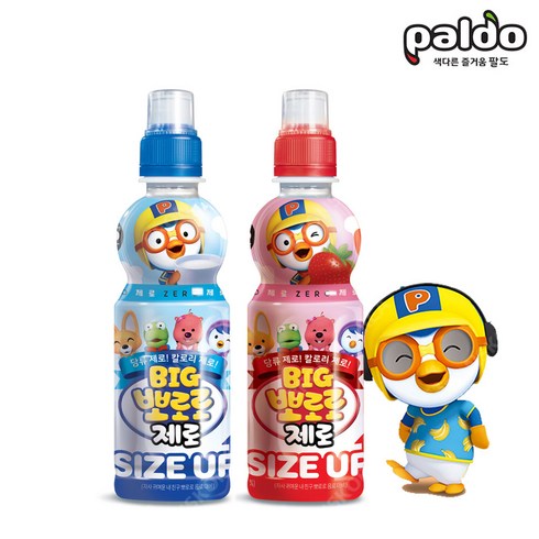 뽀로로음료제로 - BIG 뽀로로 밀크 제로 360ml X 12PET +딸기 제로 X 12PET (1박스) 어린이 음료수