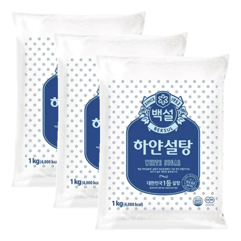 백설 하얀설탕, 1kg, 3개