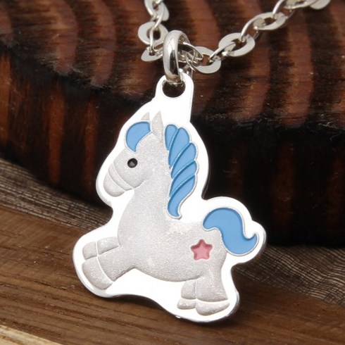 골드앤스톤 유니콘 말 실버 은 미아방지 목걸이, 실버 × 1개